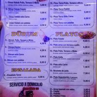 Menu at Cai Kebab in San Sebastian