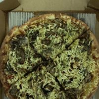 mushroom and pine nut pizza at Sugo Gourmet Pizza Bar in Torquay