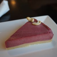 Raw strawberry cake at Kavarna Cacao in Ljubljana