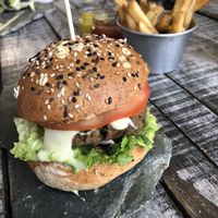 Vegan burger  at Bonita Tulum in Tulum