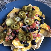 Vegan nachos cheeez  at Bonita Tulum in Tulum