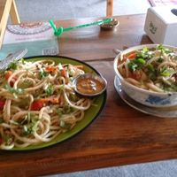 veg chowmen and thukpa at Pourquoi Pas in Pokhara
