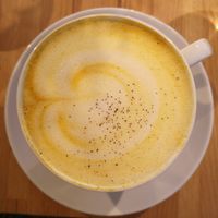 Golden vegan milk  at The Raw Kitchen Malmö in Malmo