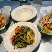 Edamame, waffle fries, buffalo cauliflower   at Bang Up To The Elephant in Denver