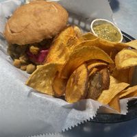 Bake and Chana with plantain and corn chips  at Bang Up To The Elephant in Denver