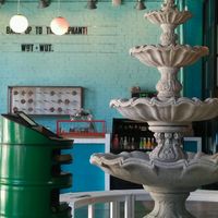 Counter with donut display at Bang Up To The Elephant in Denver