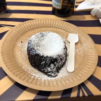 Chocolate sponge filled with melted chocolate cream   at Flower Burger in Bergamo