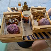 Cherry bomb and flower burger at Flower Burger in Bergamo