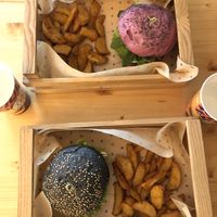 Black and pink Burger. at Flower Burger in Bergamo