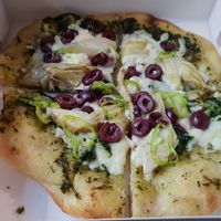 Artichoke pizza at La Farina Tivoni in Tel Aviv