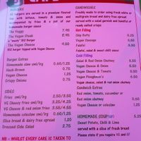 Toby Jug cafe vegan menu at Toby Jug Cafe in Boscastle