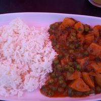 Vegan pea and potato curry at Toby Jug Cafe in Boscastle