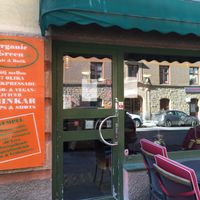 Outside at Organic Green Butik and Cafe in Stockholm