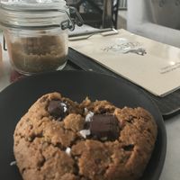Tahini base coconut and chocolate chip cookie at Wolfox in Hove