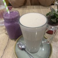 Smoothie and an oat chai  at Wolfox in Leeds
