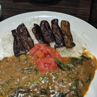 Curry with spinach, eggplant, and tomatoes at CoCo Ichibanya - Umeda Sky Building in Osaka