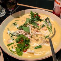 Yellow curry with some precious tofu at Suzie Luck's in Battery Point