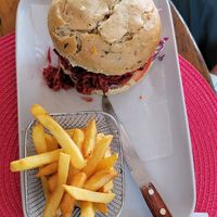 Red Passion Burger  at Aroma Coffee Bar in Cahuita