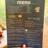 Vegan menu at Aroma Coffee Bar in Cahuita