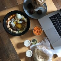 Hamshuka size M and Falafel 😍  at Mr Houmous in Paris