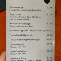 Special diets menu at Antlers Cafe in Newtonmore