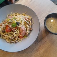 Truffle aglio olio with miso soup at Saute-san 素特-さん in Central Singapore