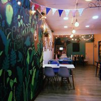 Cute decor at Lazy Vegan in Santiago