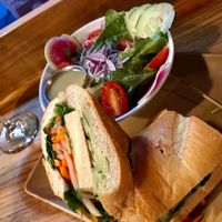 Tofu banh mi with side salad. at 98 Center Moab in Moab
