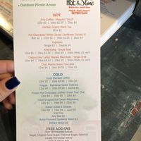menu- drinks at Rise and Shine in Panguitch