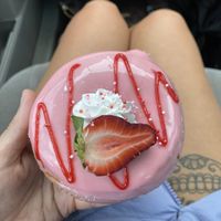 Strawberry donut  at Flour of Life Bakery in Helensvale
