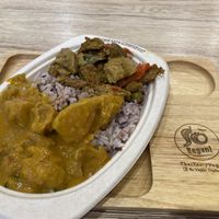 Rice and 2 options. Great value  at So​ Vegan in Bangkok