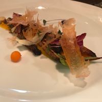 Organic carrots confit with olive oil; Emulsion Carpaccios and crunchy carrots.  at Dario Gualtieri Bistro in Buenos Aires