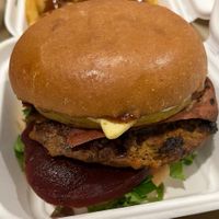 The veef works burger 🍔   at Just Poppy's in Riverhills