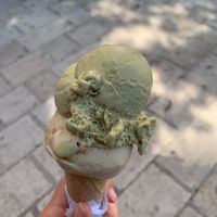 Pistachio (top) and Hazelnut (bottom) ice cream at Settimo Cielo in Lecce