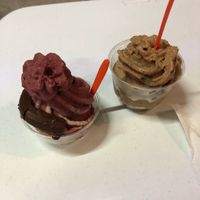 Berry and chocolate, pineapple and chocolate!!  at Meows Cream in Tulum