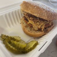 BBQ burger  at Common Roots Cafe in Rye