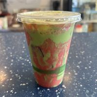 Strawberry  matcha   at Common Roots Cafe in Rye