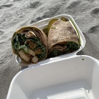Chicken Caesar wrap-vegan and AMAZING  at Common Roots Cafe in Rye