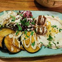 Hummus, eggplant, felafel... at Hummus Küch' in Frankfurt