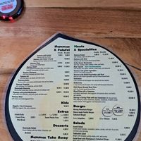 Menu at Hummus Küch' in Frankfurt