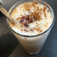 Creamy apple pie hot drink. Vanilla soy milk, cinnamon and applesauce.  at Vabiou's in Hamburg