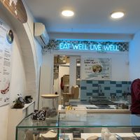 Nice inside interior  at FitBar - Gotico in Barcelona