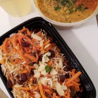 Lentil Stew and Palaw rice.. so good! All vegan. at Afghan Kitchen in Surrey