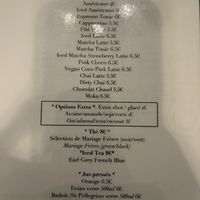Menu  at Cuppa Cafe in Paris