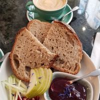 Sourdough bread with jam and fruit at Cuppa Cafe in Paris