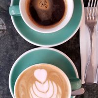 Long American and a cappachino with homemade pressed almond milk at Cuppa Cafe in Paris