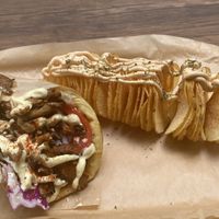 Vegan gyros & spiral potatoes at Vegan Beat in Athens