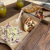 Space gyros + salad  at Vegan Beat in Athens