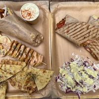 Pita potato gyros tzatziki salad and wrap with vegan mince at Vegan Beat in Athens