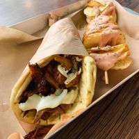 Gyros and crisps! So good!  at Vegan Beat in Athens